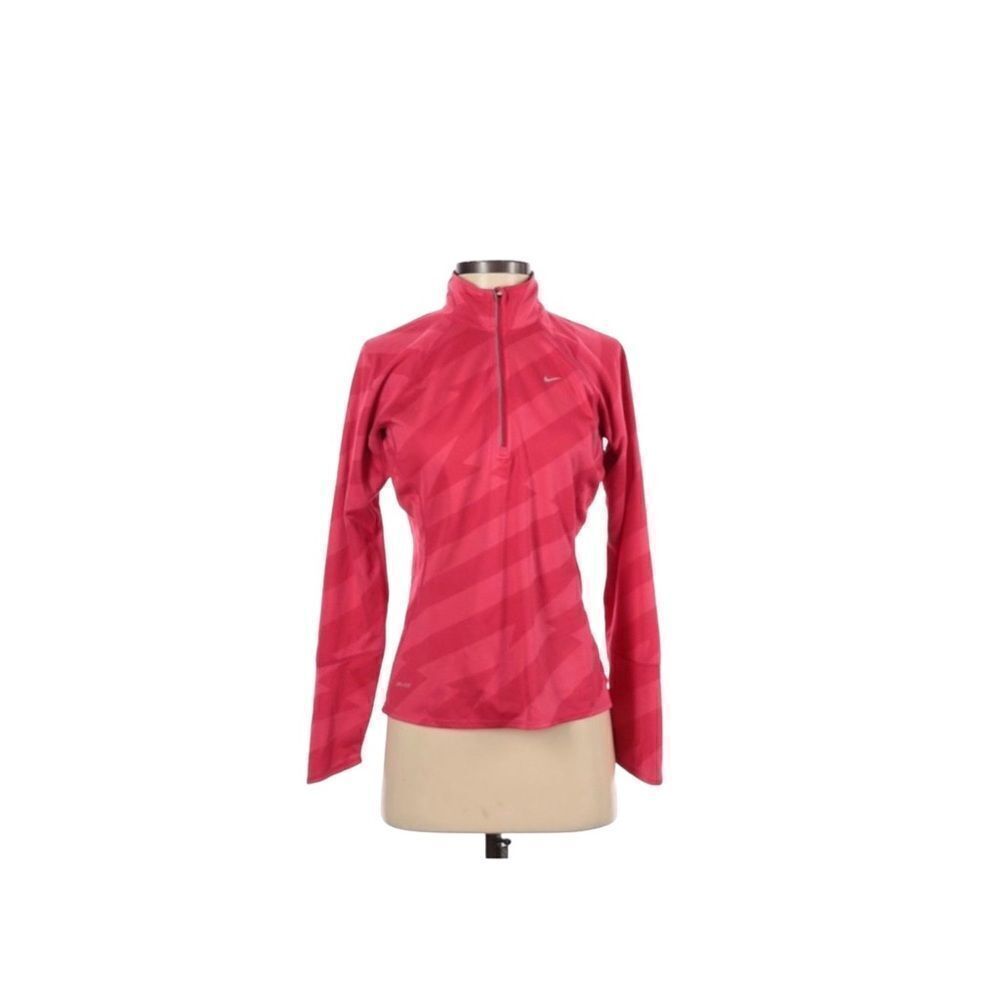 Nike Dri-FIT Element Half Zip Running Top Small Pink Jacquard Thumbholes - Picture 4 of 11